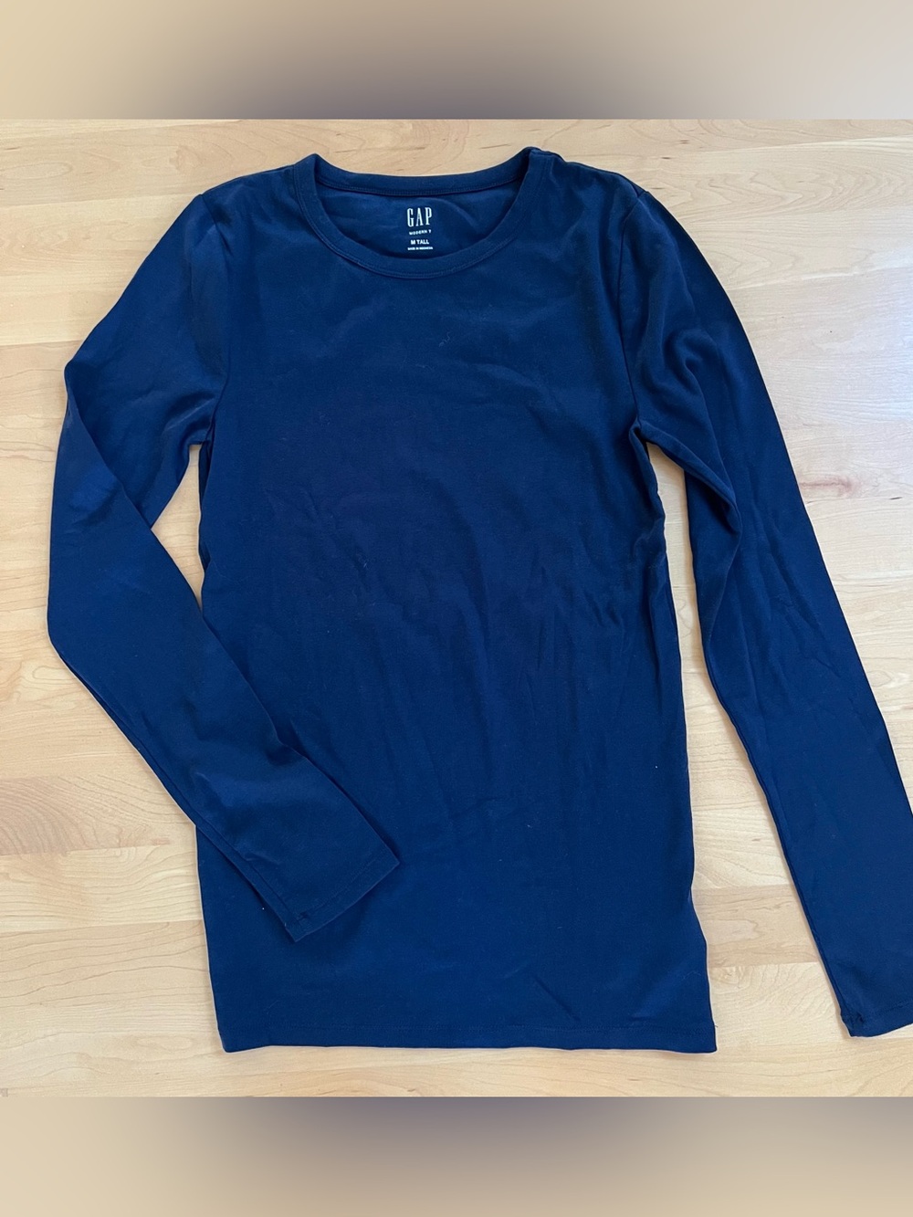 GAP Navy Long Sleeve Crew Tee-Tall